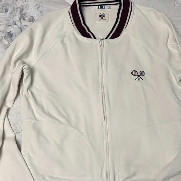 [$360] Tory Sport Tech Knit Tennis Cream Jacket. size S/P - Picture 2 of 9